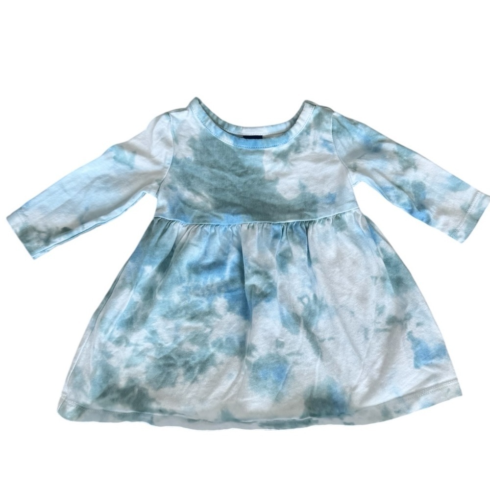 Old Navy Baby Girl Blue Tie-Dye Long-Sleeve Dress Spring dress- Size 0-3 Months